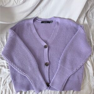 Vero Moda Lilac Ribbed V-Neck Button Cardigan